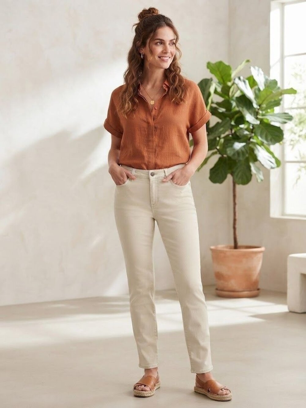 Chicos Womens Regular Size 0.5 Beige Premium Jeggings Jeans With Cotton Blend